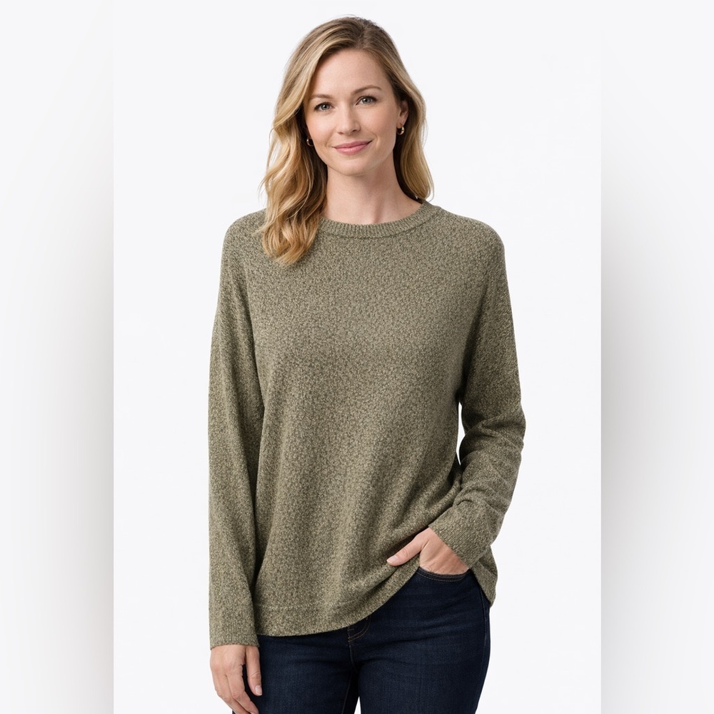 Statements Cotton Marled Knit Sweater XXL Olive Green Crewneck Pullover NWOT